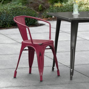 Lancaster Table & Seating Alloy Distressed Mulberry Outdoor Arm Chair Lancaster Table & Seating Alloy Distressed Mulberry Outdoor Arm Chair