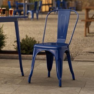 Lancaster Table & Seating Alloy Sapphire Outdoor Cafe Chair