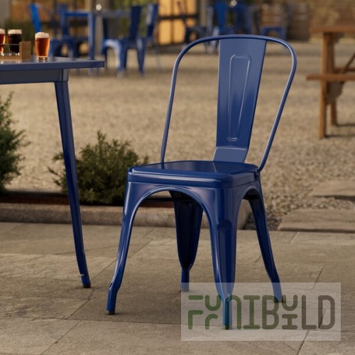 Lancaster Table & Seating Alloy Sapphire Outdoor Cafe Chair