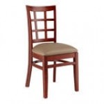 Lancaster Table & Seating Mahogany Finish Wood Window Back Chair with Black Vinyl Seat - Detached Seat Lancaster Table & Seating Mahogany Finish Wood Window Back Chair with Black Vinyl Seat - Detached Seat