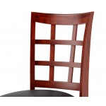 Lancaster Table & Seating Mahogany Finish Wood Window Back Chair with Black Vinyl Seat - Detached Seat Lancaster Table & Seating Mahogany Finish Wood Window Back Chair with Black Vinyl Seat - Detached Seat