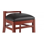 Lancaster Table & Seating Mahogany Finish Wood Window Back Chair with Black Vinyl Seat - Detached Seat Lancaster Table & Seating Mahogany Finish Wood Window Back Chair with Black Vinyl Seat - Detached Seat