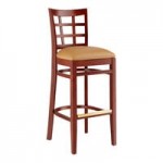 Lancaster Table & Seating Mahogany Finish Wood Window Back Chair with Black Vinyl Seat - Detached Seat Lancaster Table & Seating Mahogany Finish Wood Window Back Chair with Black Vinyl Seat - Detached Seat