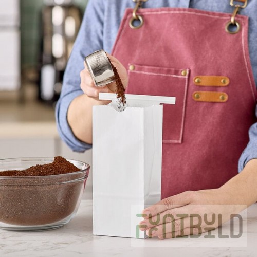 Choice 1/2 lb. White Paper Customizable Coffee Bag with Reclosable Tin Tie - 100/Pack