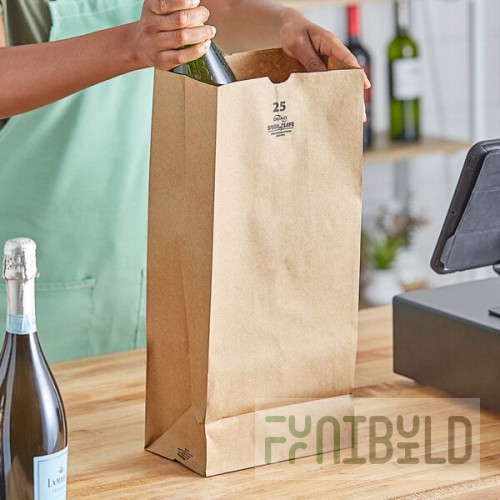 Duro Husky Heavy-Duty 25 lb. Natural Kraft Paper Bag - 400/Bundle