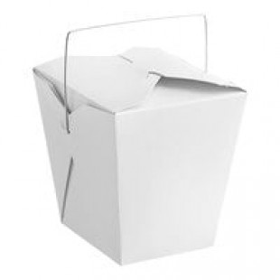 Fold-Pak 26WHWHITEM 26 oz. White Chinese / Asian Paper Take-Out Container with Wire Handle - 500/Case
