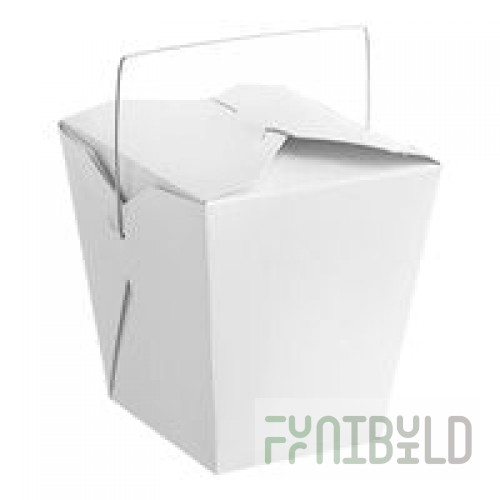 Fold-Pak 26WHWHITEM 26 oz. White Chinese / Asian Paper Take-Out Container with Wire Handle - 500/Case