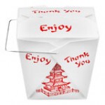 Fold-Pak 26WHWHITEM 26 oz. White Chinese / Asian Paper Take-Out Container with Wire Handle - 500/Case
