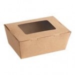 Choice Kraft Folded Paper #4 Take-Out Container with Window 7 3/4