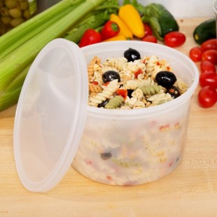 Choice Heavy-Duty 64 oz. Microwavable Translucent Heavy Weight Plastic Deli Lid - 100/Case