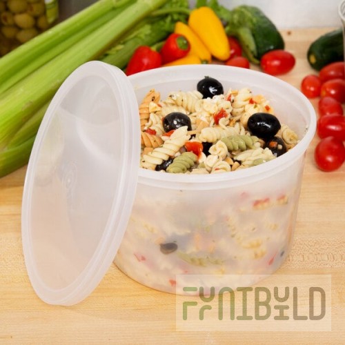 Choice Heavy-Duty 64 oz. Microwavable Translucent Heavy Weight Plastic Deli Lid - 100/Case
