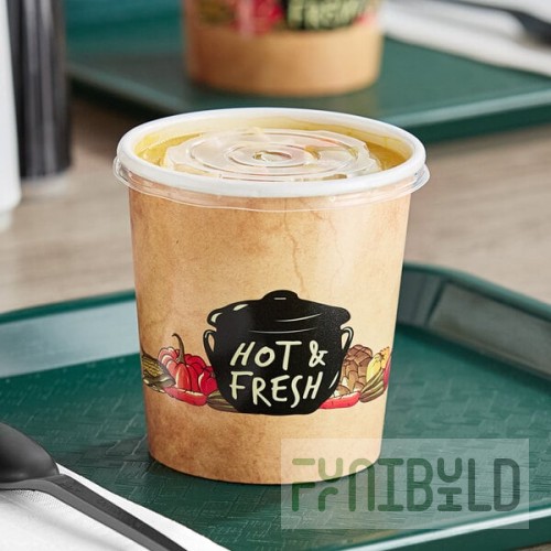 Choice 16 oz. Medley Double Poly-Coated Paper Soup / Hot Food Cup with Vented Plastic Lid - 250/Case