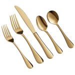 Acopa Vernon Gold 18/0 Stainless Steel Heavy Weight Flatware 5-Piece Set - Sample