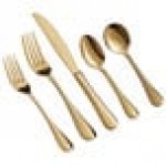 Acopa Vernon Gold 18/0 Stainless Steel Heavy Weight Flatware 5-Piece Set - Sample