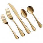Acopa Vernon Gold 18/0 Stainless Steel Heavy Weight Flatware 5-Piece Set - Sample