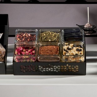 Rosseto SM315 Mosaic Matte Black Steel Holder with 6 Glass Jars