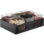 Rosseto SM315 Mosaic Matte Black Steel Holder with 6 Glass Jars Rosseto SM315 Mosaic Matte Black Steel Holder with 6 Glass Jars
