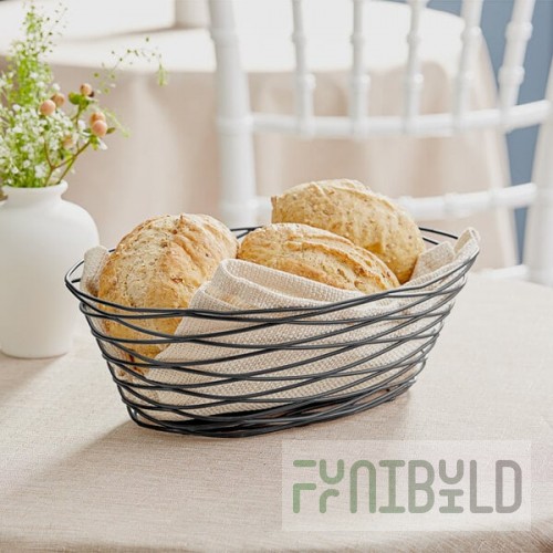 TableCraft BK17410 Artisan Oval Black Wire Basket - 10