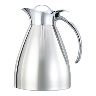 Service Ideas Marquette 33.8 oz. Polished Stainless Steel Insulated Carafe / Server with Flip-Top Lid MAR10PS