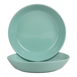 10 Strawberry Street Double Line 36 oz. Round Seafoam Stoneware Dinner Bowl - 2/Case
