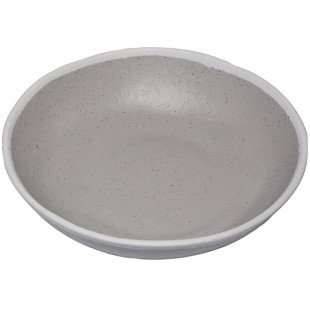 GET B-310-DVG Pottery Market 1.5 Qt. Glazed Gray Melamine Salad Bowl with White Trim - 12/Case