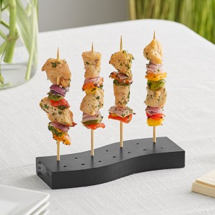 Acopa Mesa 14 Hole Black Wood Skewer / Cake Pop Holder