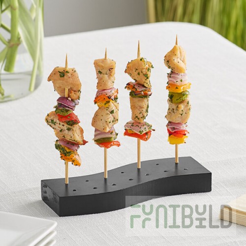 Acopa Mesa 14 Hole Black Wood Skewer / Cake Pop Holder