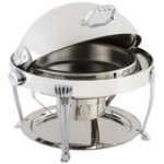 Bon Chef 14009 Elite Round 8 Qt. Dripless Stainless Steel with 24K Gold Accents Roll Top Chafer with Aurora Legs Bon Chef 14009 Elite Round 8 Qt. Dripless Stainless Steel with 24K Gold Accents Roll Top Chafer with Aurora Legs