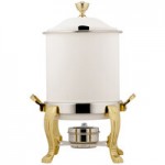 Bon Chef 14009 Elite Round 8 Qt. Dripless Stainless Steel with 24K Gold Accents Roll Top Chafer with Aurora Legs Bon Chef 14009 Elite Round 8 Qt. Dripless Stainless Steel with 24K Gold Accents Roll Top Chafer with Aurora Legs