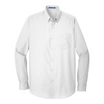 Port Authority W100 Unisex Customizable White Long Sleeve Carefree Poplin Dress Shirt with Stain Release - M