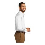 Port Authority W100 Unisex Customizable White Long Sleeve Carefree Poplin Dress Shirt with Stain Release - M