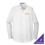 Port Authority W100 Unisex Customizable White Long Sleeve Carefree Poplin Dress Shirt with Stain Release - M