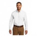 Port Authority W100 Unisex Customizable White Long Sleeve Carefree Poplin Dress Shirt with Stain Release - M