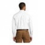 Port Authority W100 Unisex Customizable White Long Sleeve Carefree Poplin Dress Shirt with Stain Release - M