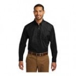 Port Authority W100 Unisex Customizable White Long Sleeve Carefree Poplin Dress Shirt with Stain Release - M