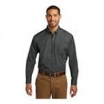Port Authority W100 Unisex Customizable White Long Sleeve Carefree Poplin Dress Shirt with Stain Release - M