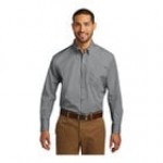 Port Authority W100 Unisex Customizable White Long Sleeve Carefree Poplin Dress Shirt with Stain Release - M