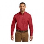 Port Authority W100 Unisex Customizable White Long Sleeve Carefree Poplin Dress Shirt with Stain Release - M