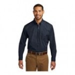 Port Authority W100 Unisex Customizable White Long Sleeve Carefree Poplin Dress Shirt with Stain Release - M