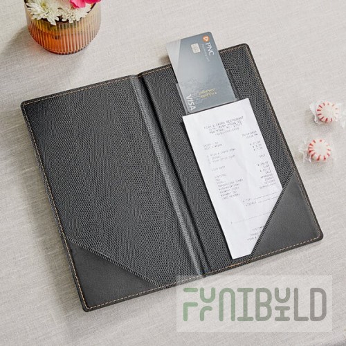 American Metalcraft Securit MCTRBPBL Faux Leather Black Check Presenter