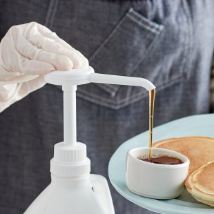 TableCraft 1 oz. Condiment / Syrup Pump with 38 mm Adapter Lid - 6/Pack