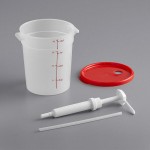 Choice Condiment Pump Kit with 1 oz. Pump and 4 Qt. Round Translucent Container with Red Lid