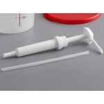 Choice Condiment Pump Kit with 1 oz. Pump and 4 Qt. Round Translucent Container with Red Lid