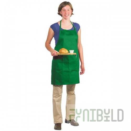Chef Revival Green Poly-Cotton Customizable Bib Apron with 1 Pocket - 30