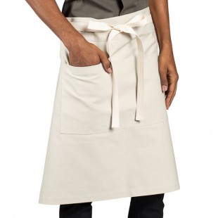 Uncommon Chef 3117 Sand Beige Customizable 100% Cotton Canvas Moxie Waist Apron with Natural Webbing and 3 Pockets - 24