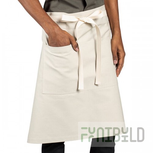 Uncommon Chef 3117 Sand Beige Customizable 100% Cotton Canvas Moxie Waist Apron with Natural Webbing and 3 Pockets - 24