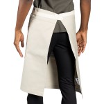 Uncommon Chef 3117 Sand Beige Customizable 100% Cotton Canvas Moxie Waist Apron with Natural Webbing and 3 Pockets - 24