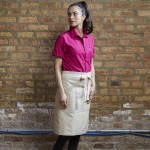 Uncommon Chef 3117 Sand Beige Customizable 100% Cotton Canvas Moxie Waist Apron with Natural Webbing and 3 Pockets - 24