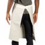 Uncommon Chef 3117 Sand Beige Customizable 100% Cotton Canvas Moxie Waist Apron with Natural Webbing and 3 Pockets - 24