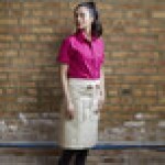 Uncommon Chef 3117 Sand Beige Customizable 100% Cotton Canvas Moxie Waist Apron with Natural Webbing and 3 Pockets - 24